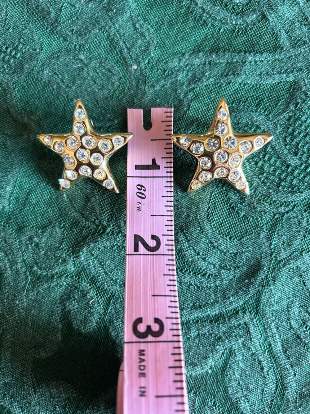 Star Gold and Rhinestone Earrings - Picture 3 of 4
